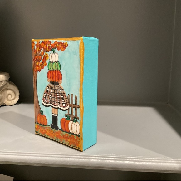 🔴 PUMPKIN GIRL PAINTING🔴ORIGINAL ART BY D.GORDON ART🔴 - Picture 3 of 4